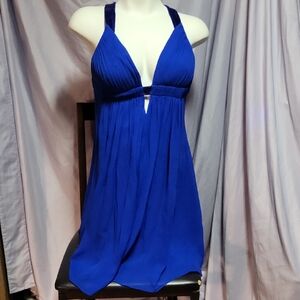 Cache Royal Blue Beaded Silk Formal Dress